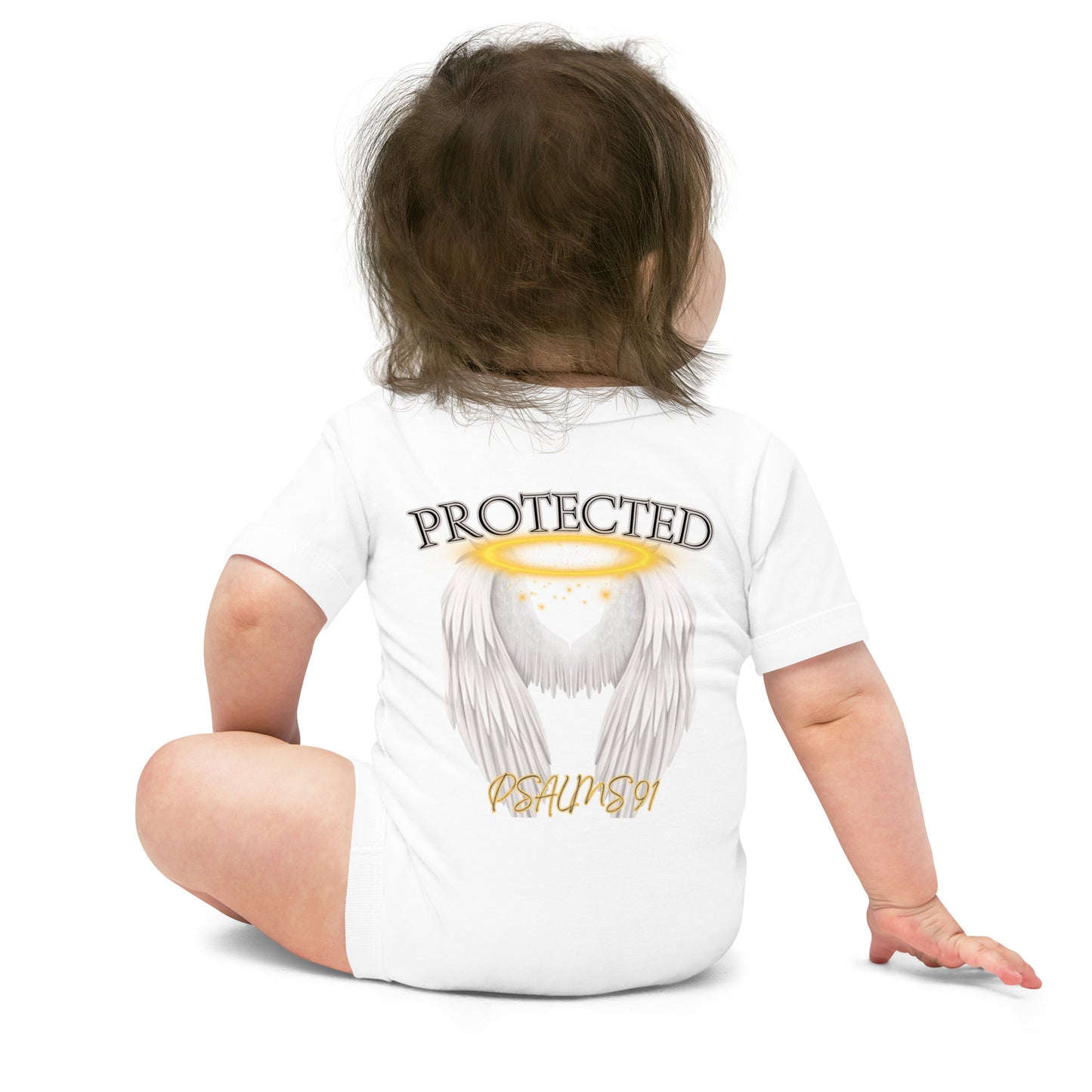 Baby short-sleeve onesie "Protected"