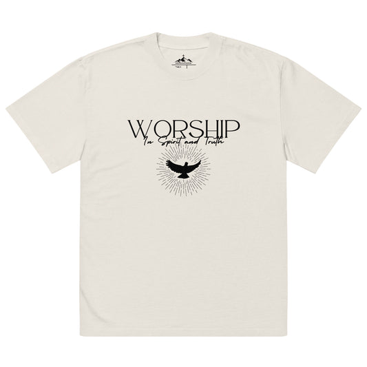 Oversized Faded T-shirt "Worship"